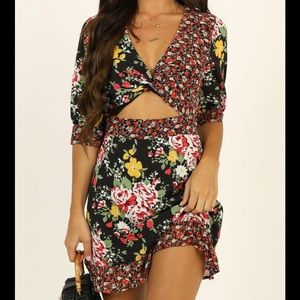 Holiday Mood Dress in Black Floral by Showpo